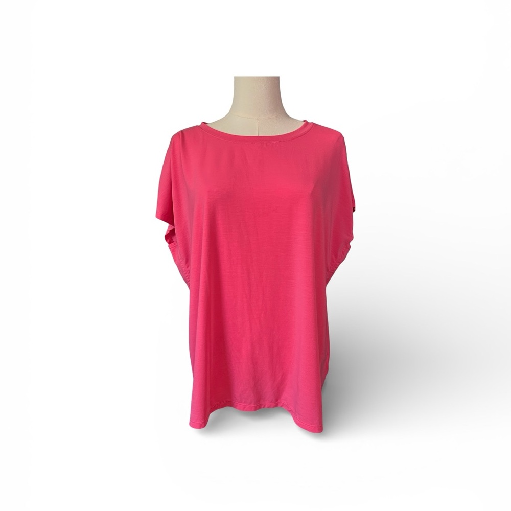 🆕 NWOT Zella women’s hot pink loose fit short sleeve athletic top | size large